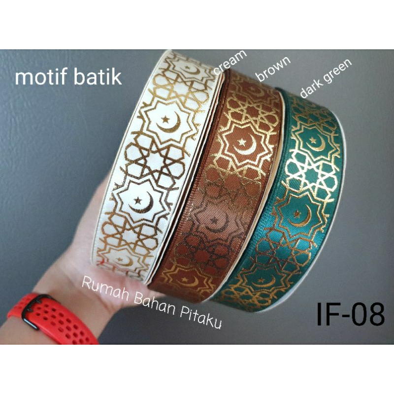 

(IF-08) PITA SATIN IDUL FITRI/LEBARAN UKURAN 1" (=2,5CM), HARGA per-YARD (90CM)