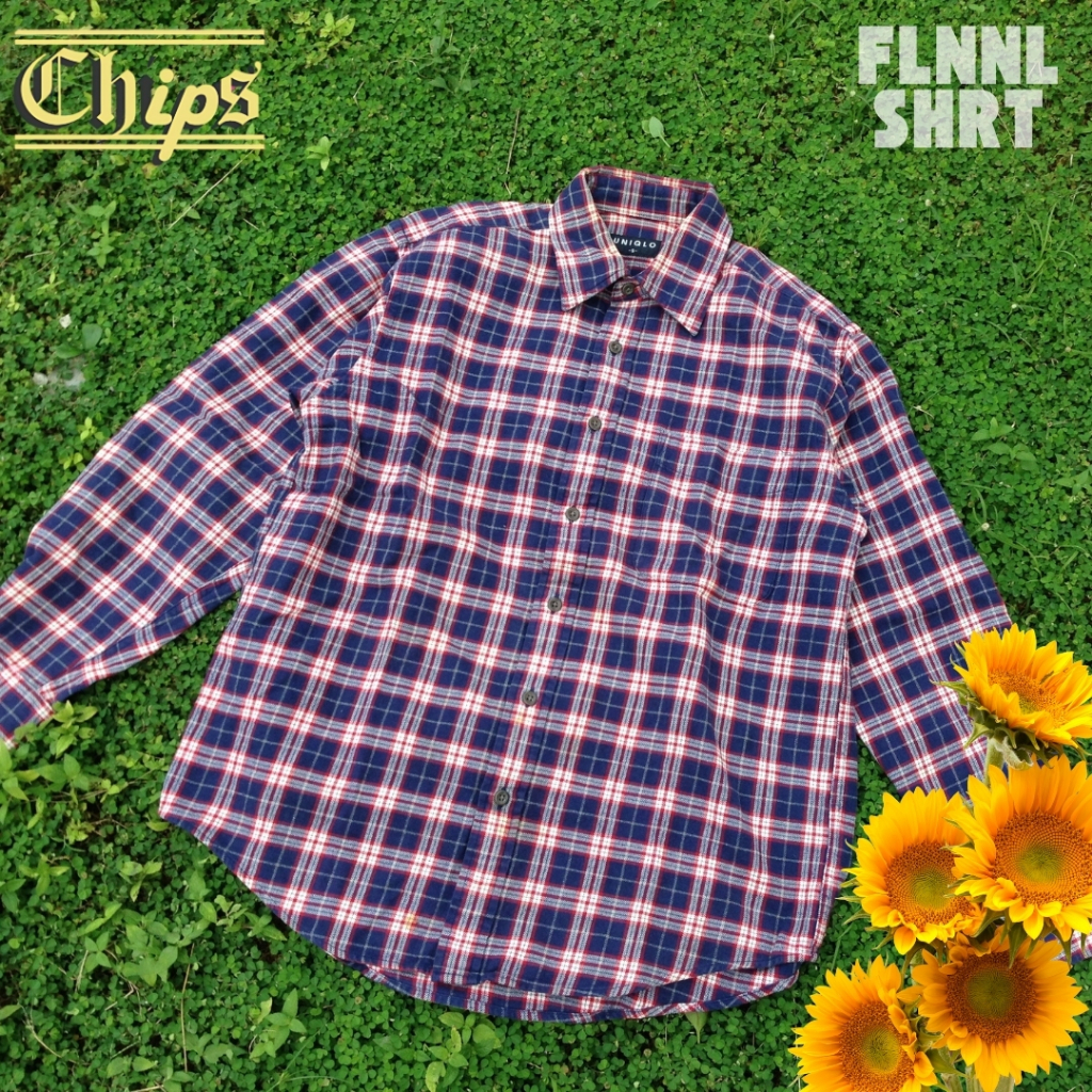 UNIQLO KEMEJA FLANNEL BIRU NAVY
