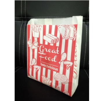 

(100pcs) Kantong kertas tahan minyak Great Food Merah Ukuran 21x16x4cm