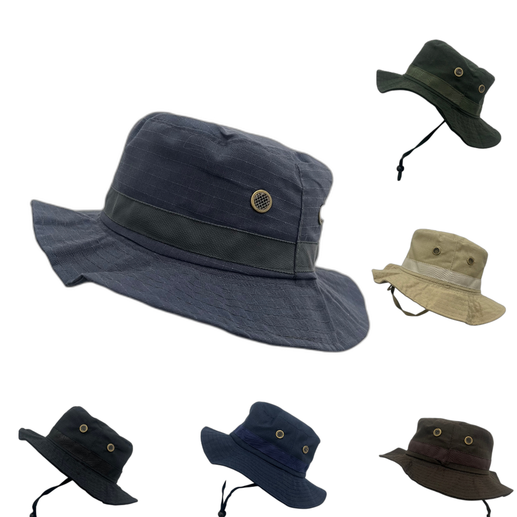 Topi Rimba Gunung Kanvas Polos Pria Wanita Ripstop - Topi Original