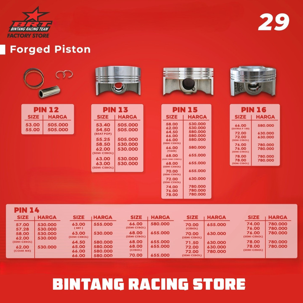Super Forged Piston BRT 74.00mm pin 14