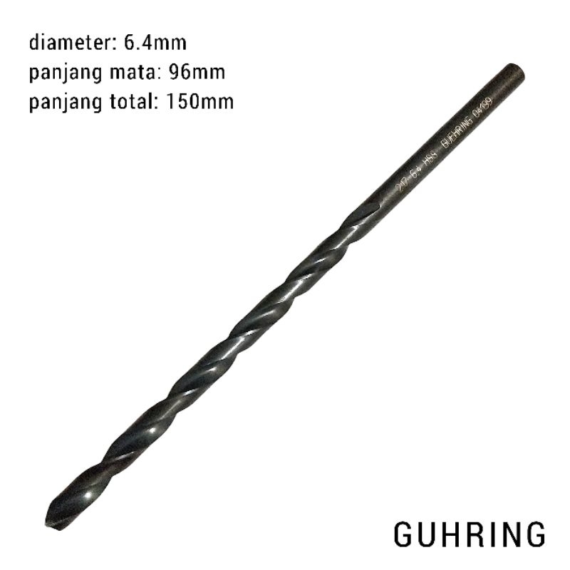 mata bor besi long 6.4mm long 150mm guhring mata bor besi hss 6.4 × 150 mm bekas mulus