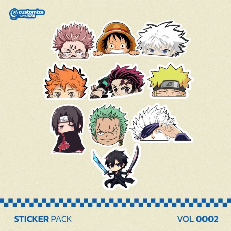 

stiker stiker custom Anime volume 2 / 10 pcs