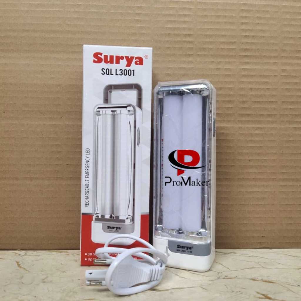 Surya Lampu Darurat SQL L3001 Portable Emergency Lamp 30 LED Rechargeable Tahan Hingga 6 Jam Origina