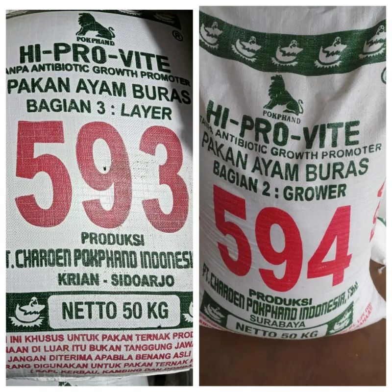 Pur ayam Bangkok jantan dan betina layer dan grower 593&594 hi pro vite 5 kilo