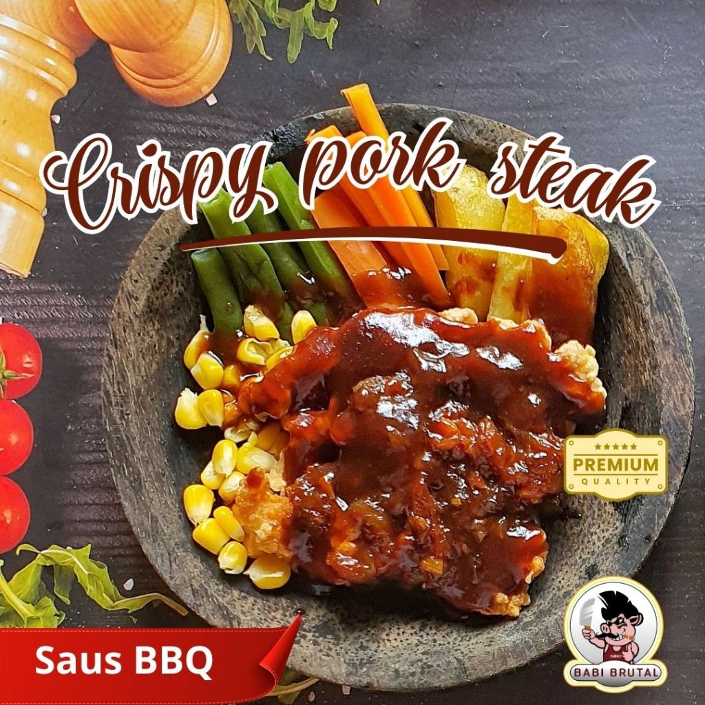 

Steak babi lengkap kentang mix vegetable banyak pilihan saus