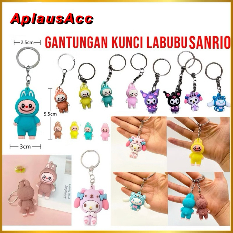 Gantungan Kunci Labubu Mini Gantungan Kunci Sanrio Keychain Karakter The Monster Labubu Lucu