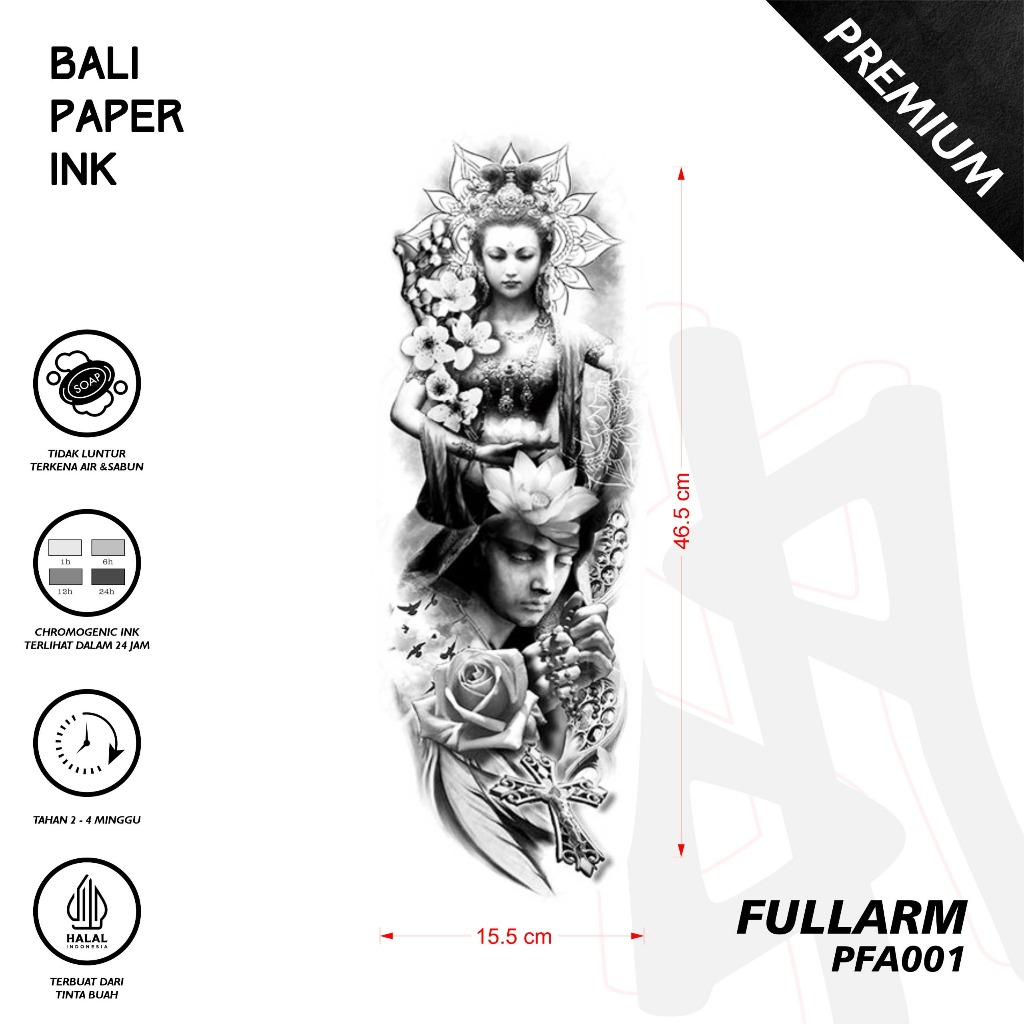 Bali Paper Ink PFA001 Balinese Fruit Ink Tatto Temporary Premium Tato Temporer Full Lengan - Tato Le