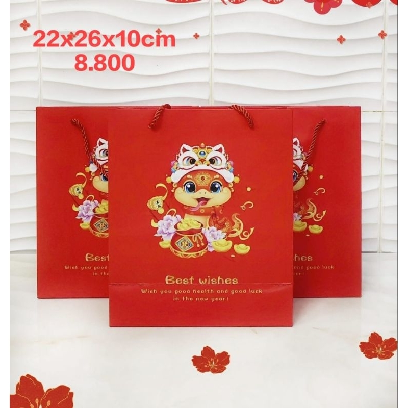 

tas hampers imlek | Paperbag Imlek Kantong Hampers Imlek 22x26x10cm