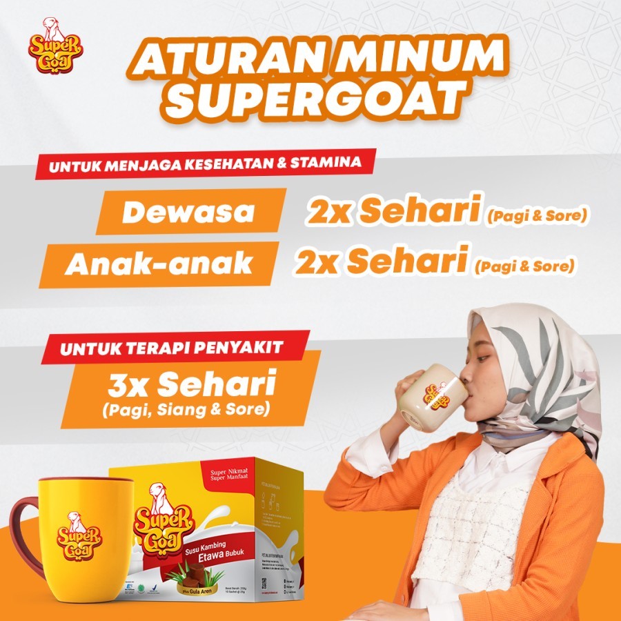 

RB Supergoat Susu Kambing Etawa Bubuk Plus Gula Aren 1 Box Isi 10 Sachet