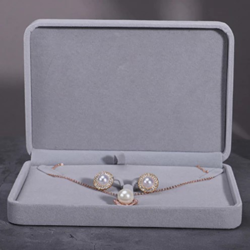 Kotak Set Perhiasan Model Beludru Set Kotak Kalung Anting Cincin Box Perhiasan Velvet Tempat