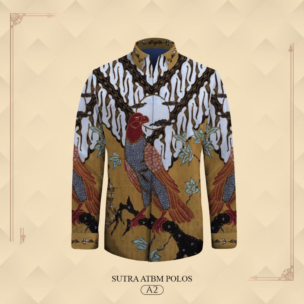 Kemeja formal pria lengan panjang pola batik tulis bahan atbm sutera premium baju batik tulis polos 