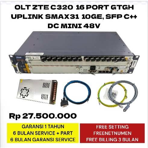 OLT GPON ZTE c320 16port gtgh uplink smax31 10ge dc mini 48 volt