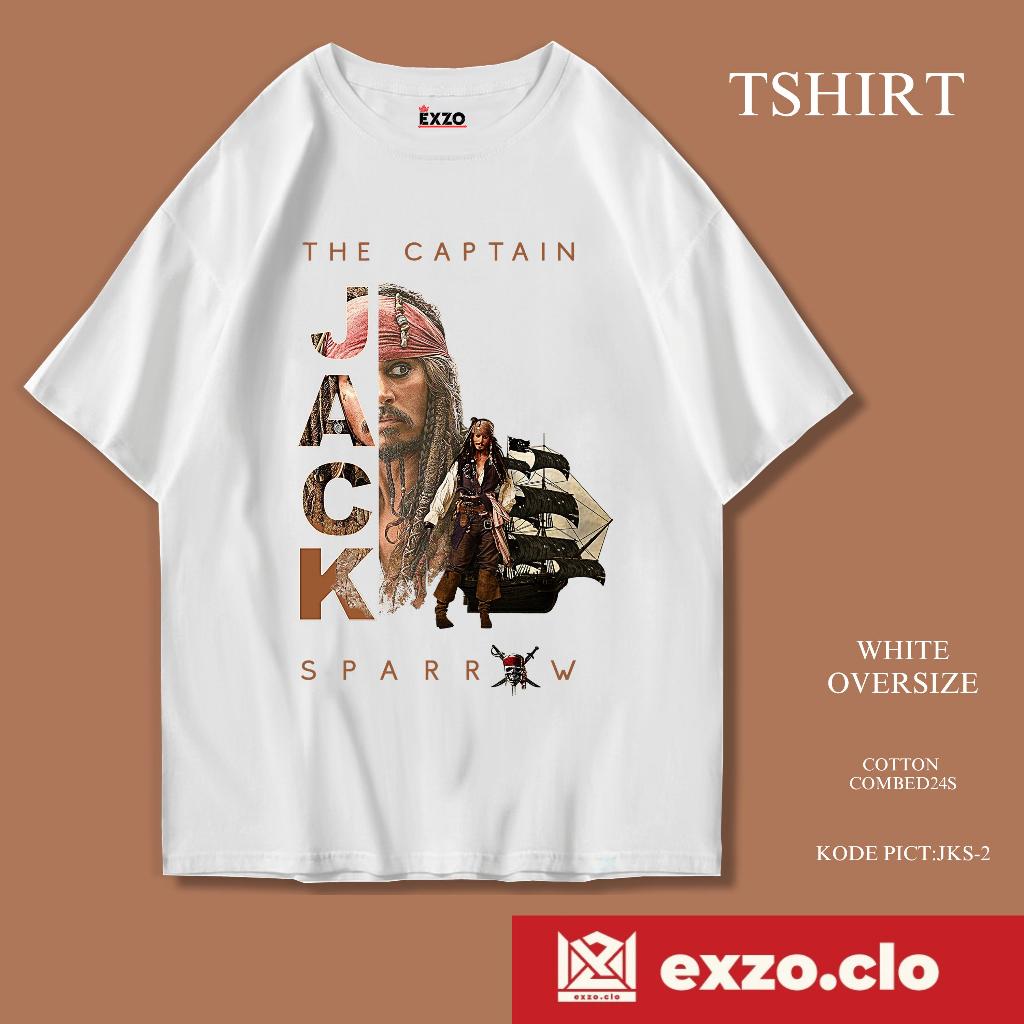 EXZO kaos JACK SPARROW WHITE OVERSIZE cotton combed24s T-SHIRT