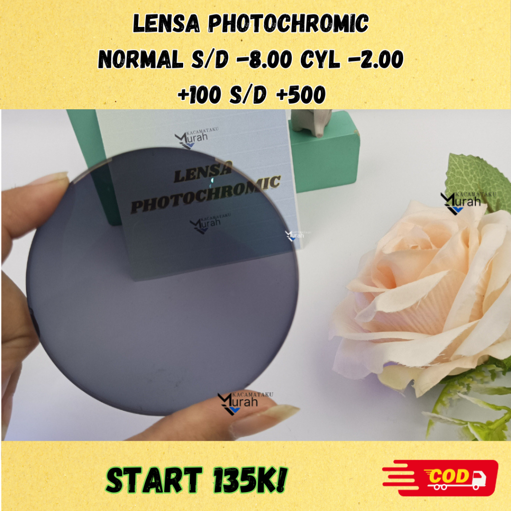 Lensa Kacamata Photochromic Photogrey Normal Minus Maks -8.00 Cyl Maks -200 Plus +500