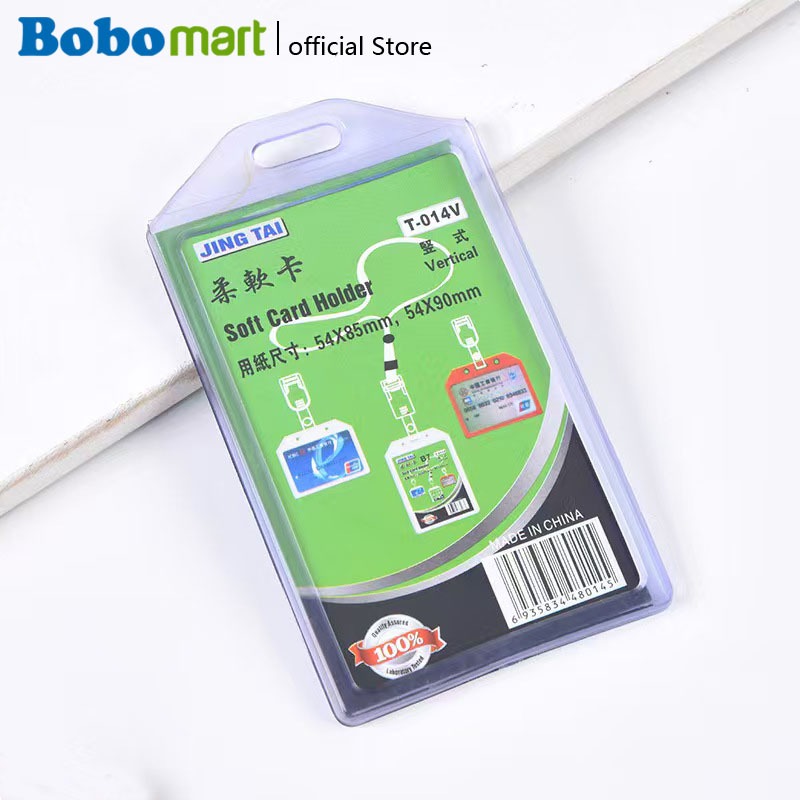 

BOBOMART 1 PCS ID Card Case T014V, Transparan 1 Sisi, Nama Tag, Murah