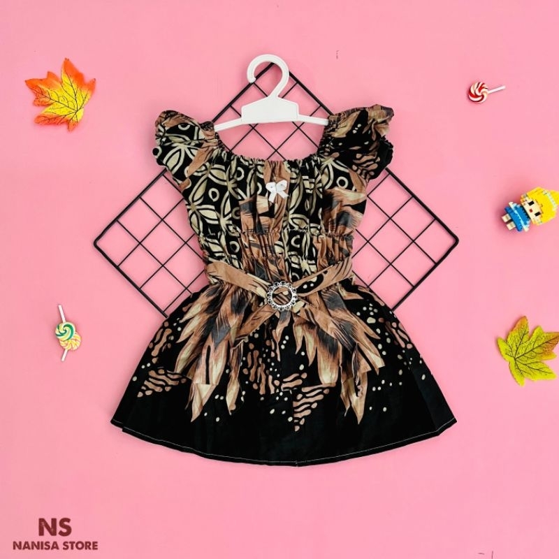 SMOK BATIK S dress smok gesper anak dress batik smok kerut murah