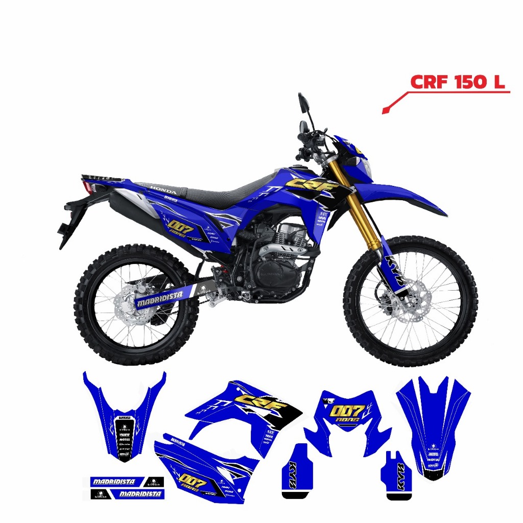 Decal Stiker CRF 150 L Dekal Variasi Sticker Striping Custom Full Body redbull biru dan batok lampu