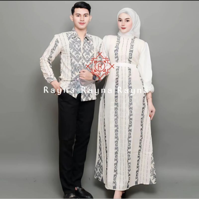 Baju Couple Kondangan Putih Set Baju Pasangan Gamis Rayna Eyhnic