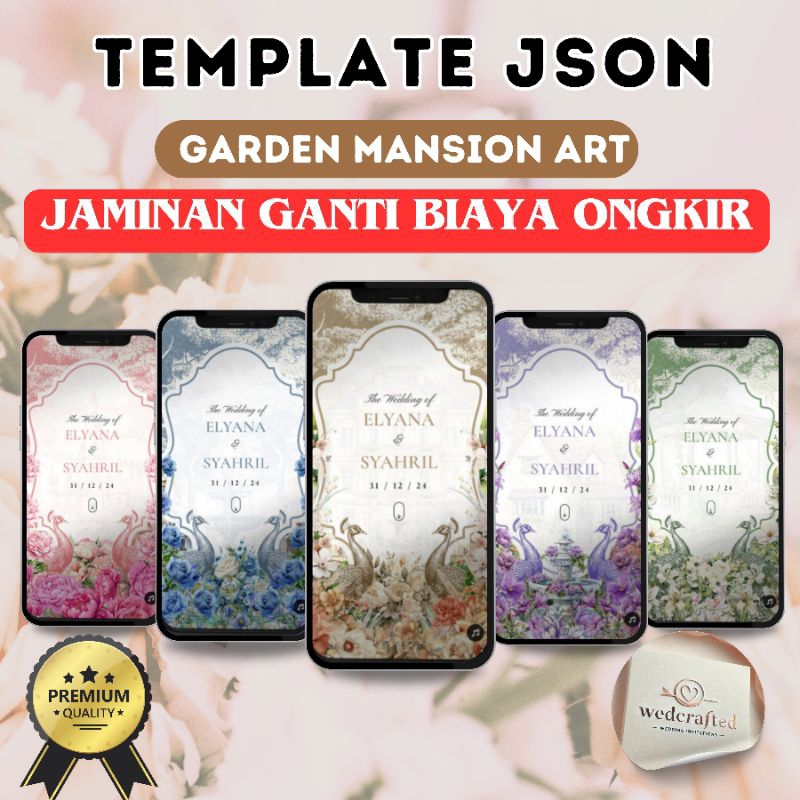 Template Undangan Pernikahan Website JSON Animasi Floral Merak Peacock Motion Series Premium