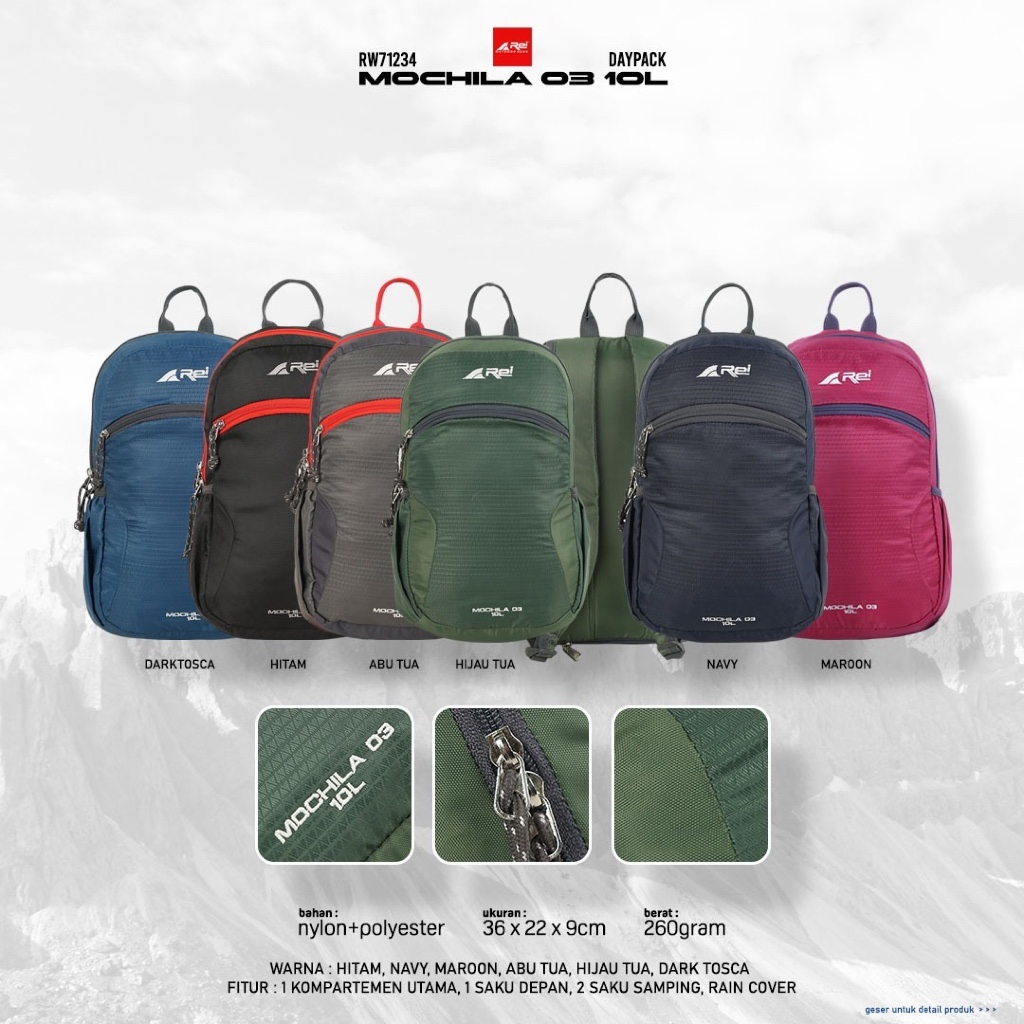 Ransel Mochila 03 10 liter Arei Original - Rei Backpack Mochila 03 10 liter Ransel Kecil include Rai