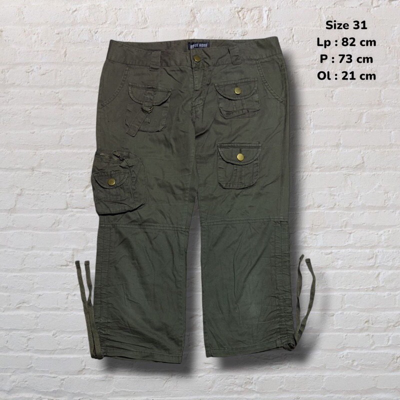 Celana Pendek Shortpants 7/8 Rote Rose Cargo Green Army Original Second Preloved #CC117