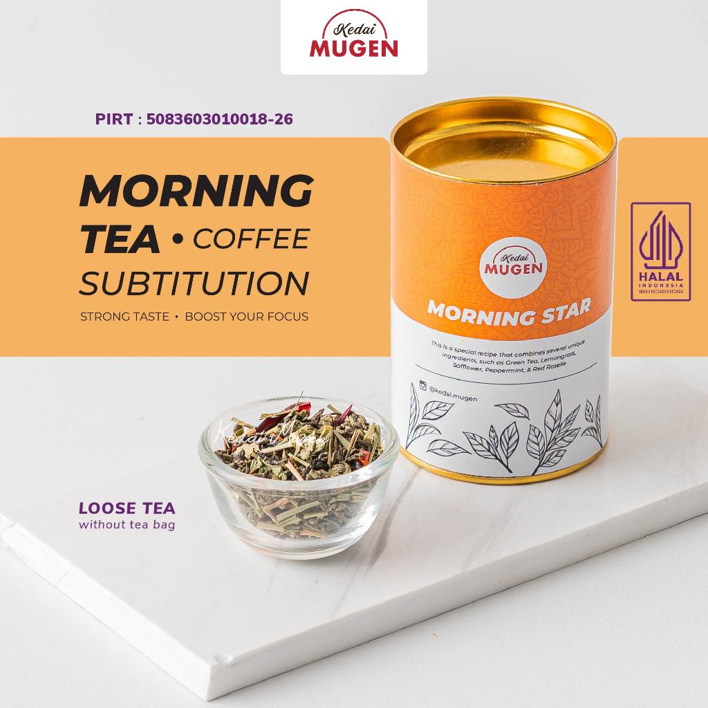 

Kedai Mugen | Artisan Tea Blend - Daily Boost Series | MorningStar - Teh Hijau Sereh Mint 40g