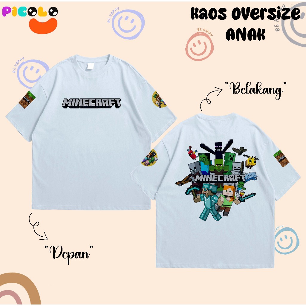 KAOS OVERSIZE ANAK LAKI-LAKI PEREMPUAN MOTIF ROBLOX / MINECRAFT Bahan COTTUN 24s