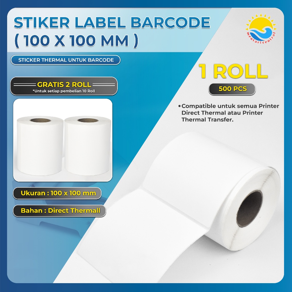 

(BELI 10 GRATIS 2 ) Label Barcode Direct Thermal 100x100 mm 100 x 100 isi 500 WATERPROOF