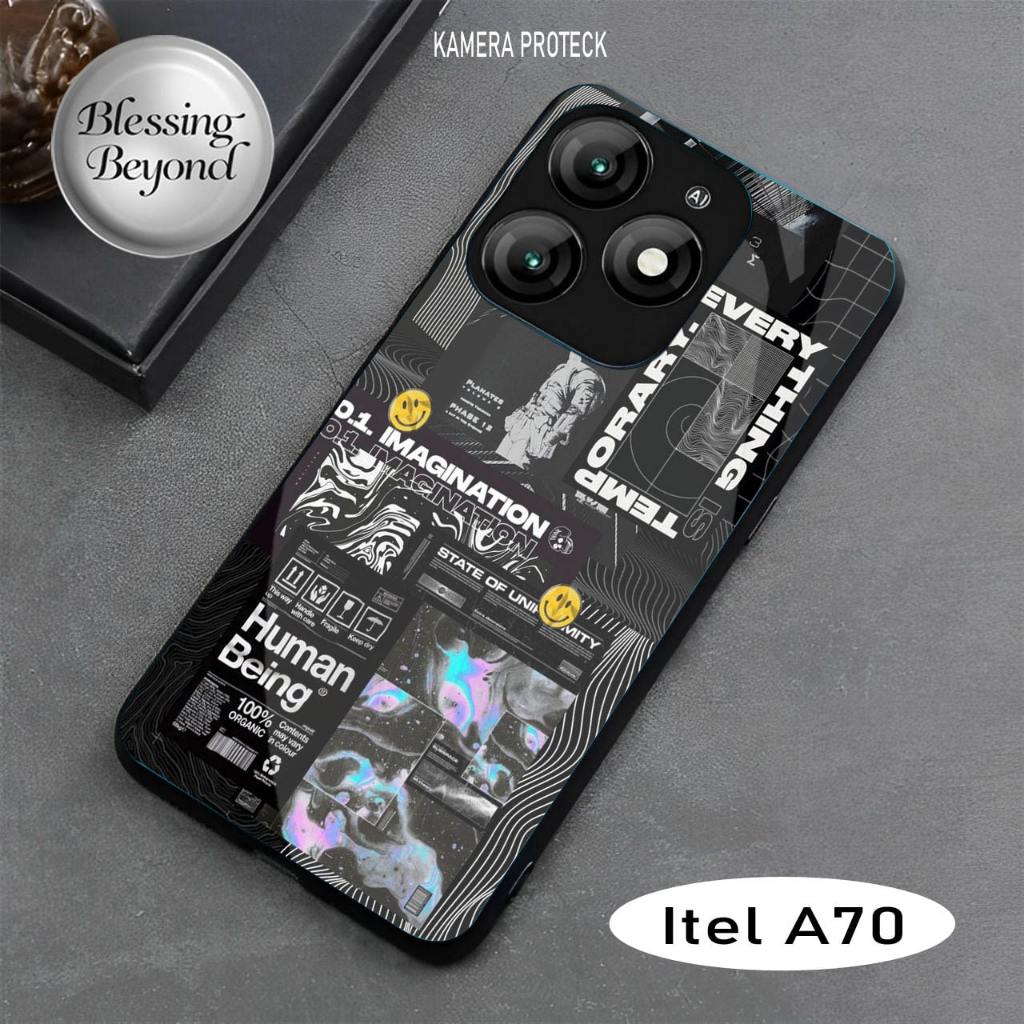 [BSC-105] Softcase Glass Kaca Akrilik Itel A70 - Kesing Itel A70 - Case Handphone Itel A70 - Case It