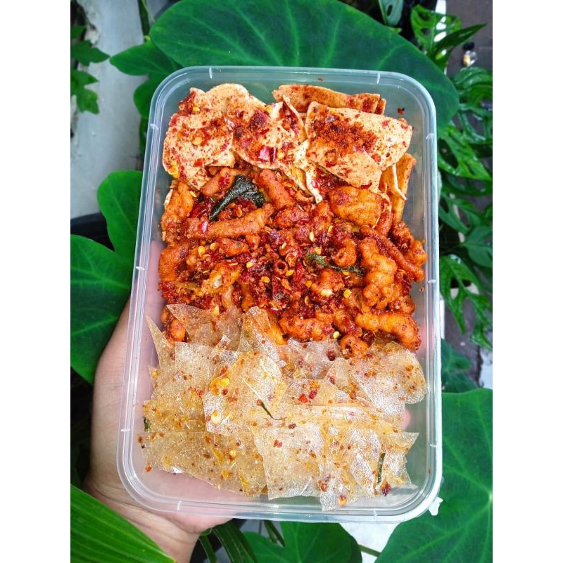 

Mix 3Varian Snack Basreng, Usus Krispy, Kripca Super Pedas