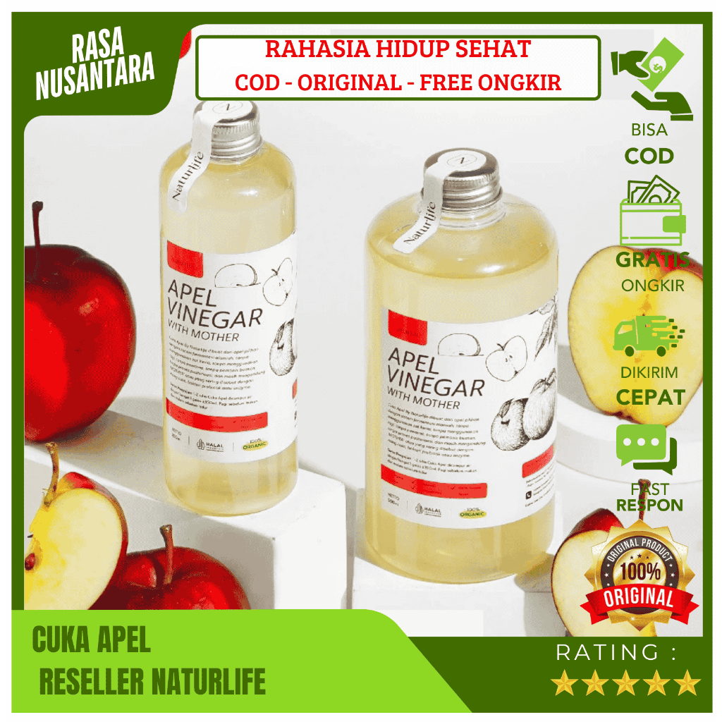 

NATURLIFE ORGANIK CUKA APEL ORIGINAL (GRATIS BUBBLE) CUKA APEL 250ML,500ML,1L UNTUK KESEHATAN & DIET CUKA APEL TAHESTA PREMIUM CUKA APEL VINEGER WITH MOTHER ORGANIK TANPA CAMPURAN BUKAN SUUR LEMOEN