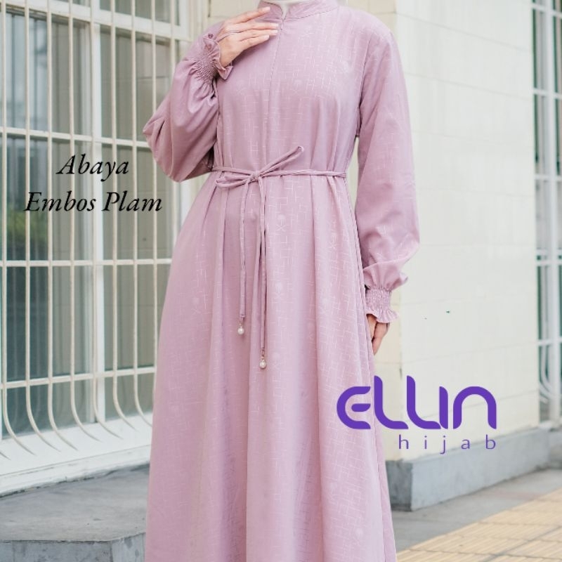 Cuci Gudang Ellin Hijab - Abaya Wanita Emboss Palm Busui Friendly
