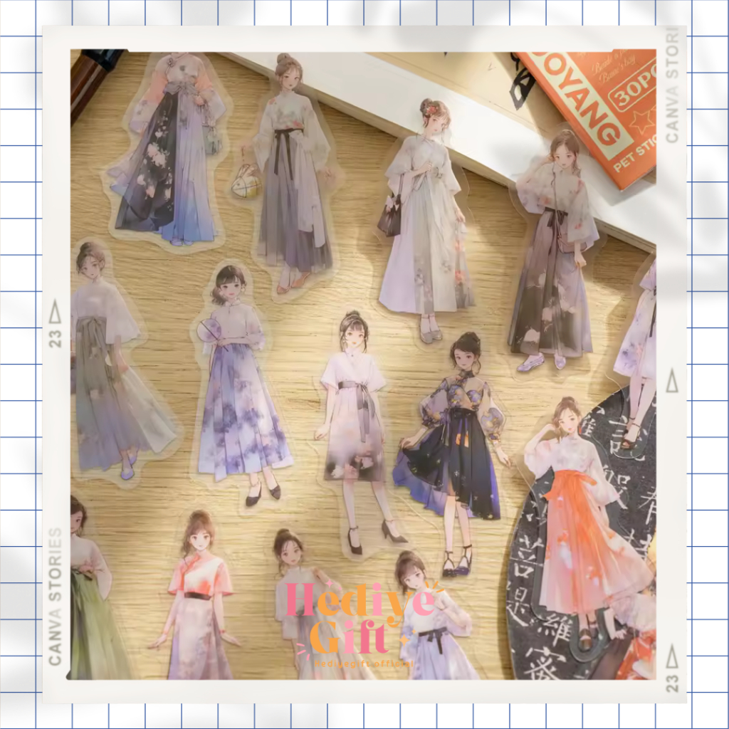 

(10 pcs) Korean Girls OOTD ~ People Series Sticker I Bullet Journal Kit Hediye Scrapbook Aesthetic Sticker