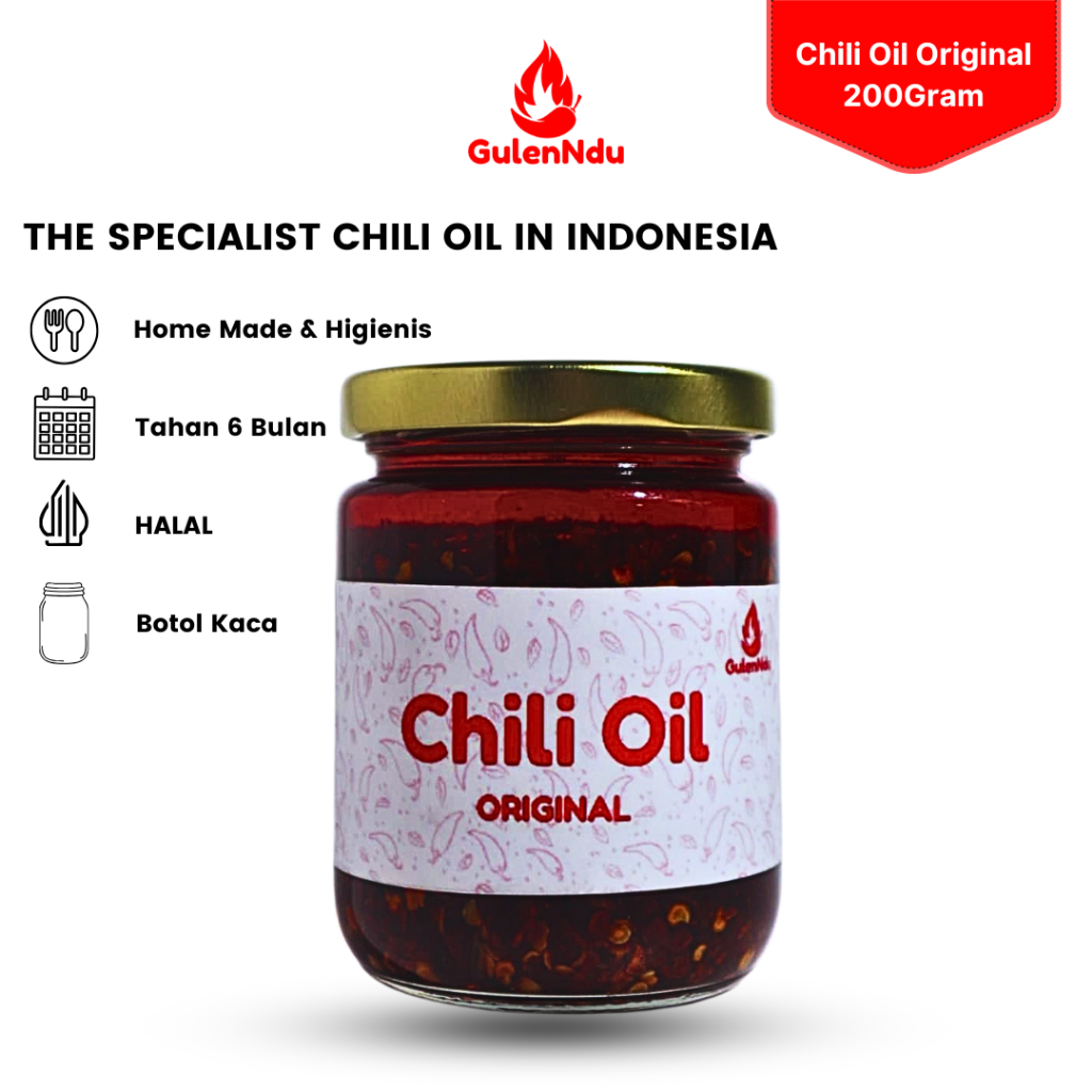 

Chili Oil Original 200Gram Halal Kemasan Kaca Sambal Serbaguna Super Pedas dan Gurih Bisa Instan COD