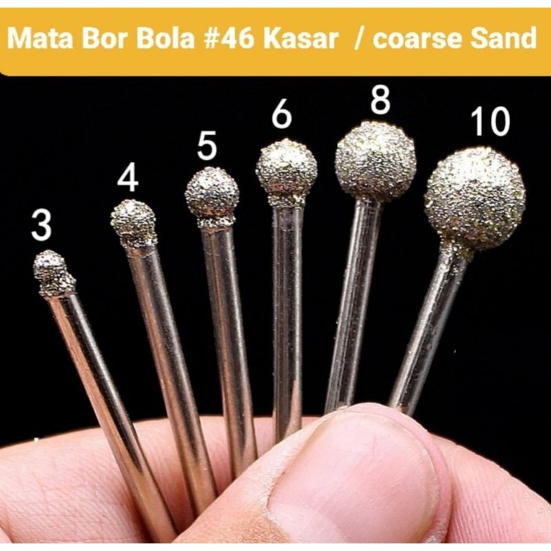 Set 3pcs 6pcs Mata Bor ball Kasar coarse grit mesh #46 grafir tuner ukir pahat cuner batu granit ker