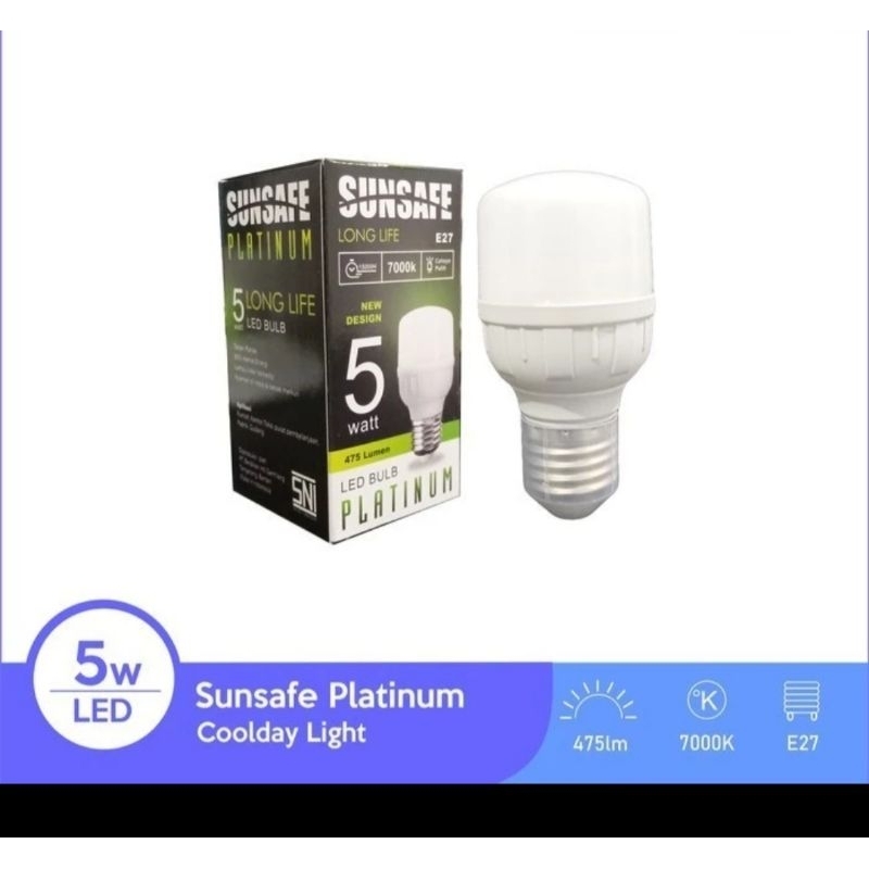 Lampu LED Bohlam Sunsafe Platinum 5 Watt