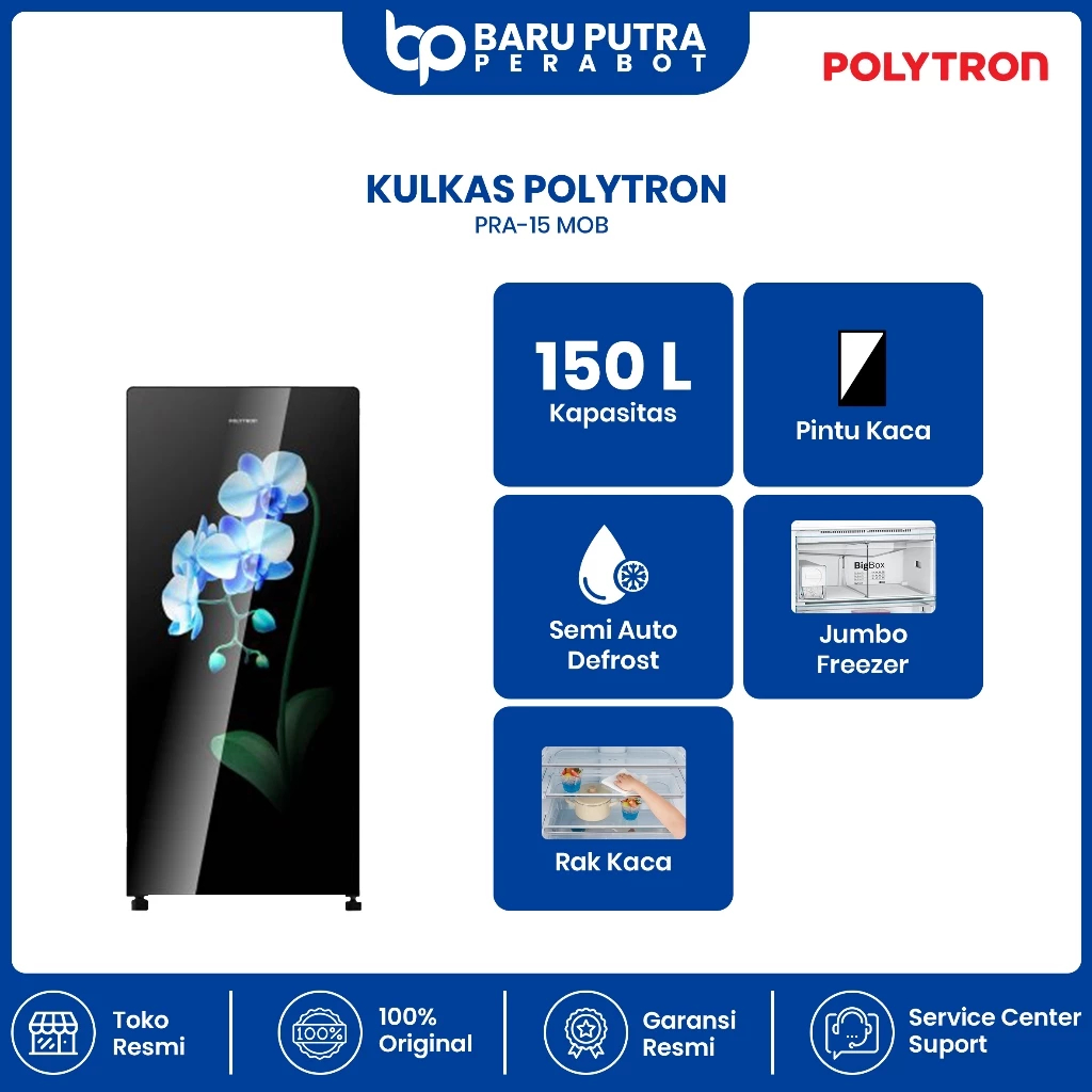 KULKAS POLYTRON PRA 15 MOW LEMARI ES 1 PINTU PRA15MOW ORIGINAL