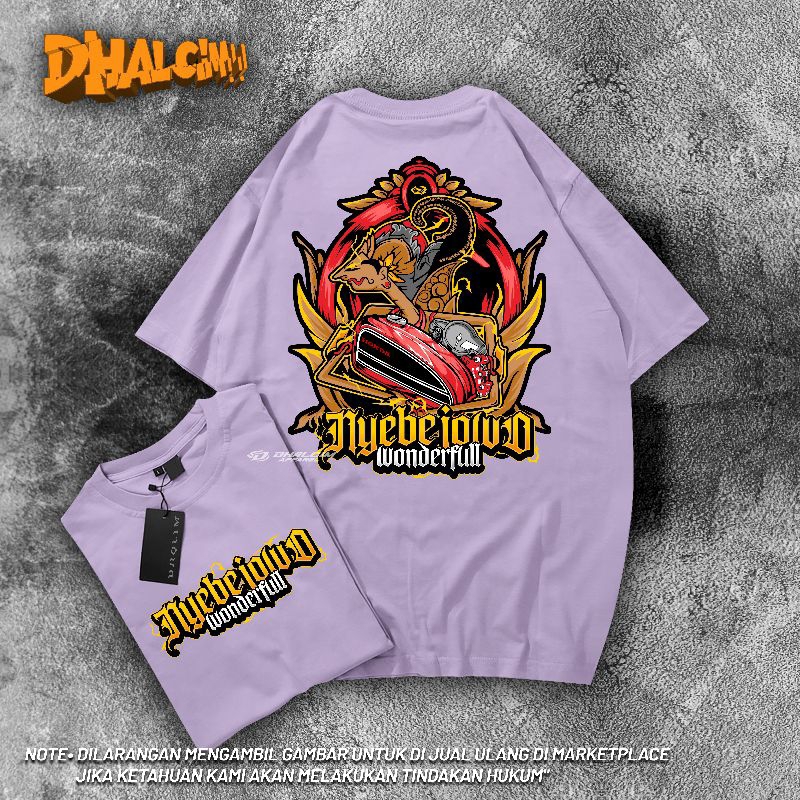 KAOS DISTRO NYEBE JOWO WONDERFUL WARNA UNGU LILAC FUL COTTON 24S TEBAL, KAOS DISTRO NYEBE JOWO, KAOS