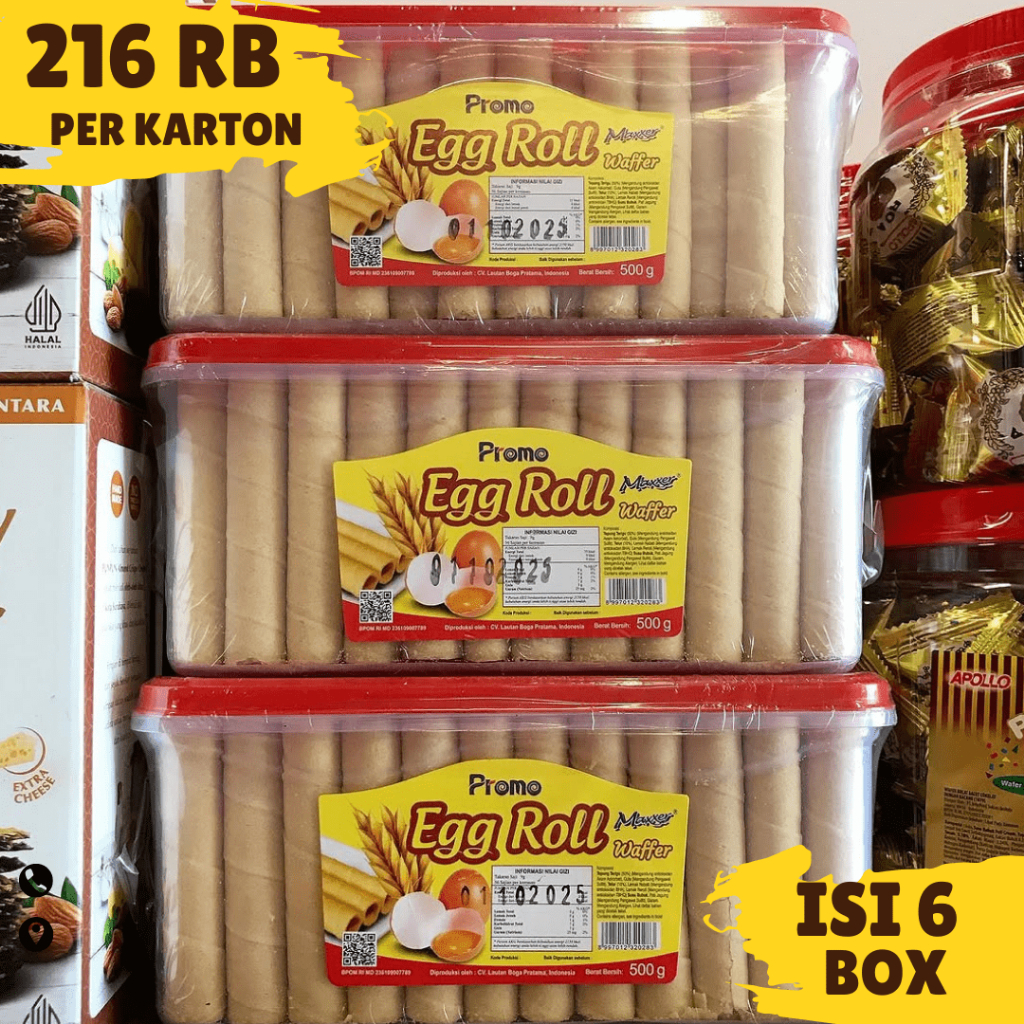 

EGG ROLL PROMO SUPER RENYAH 500GR ISI 6 BOX PER KARTON