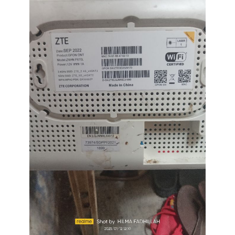 ZTE Gpon Ont Wi-Fi Certified
