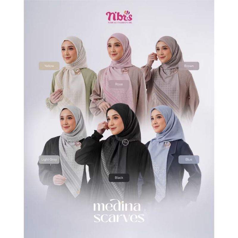 HIJAB NIBRAS MEDINA SCARVES//HIJAB SEGIEMPAT MOTIF CANTIK NIBRAS