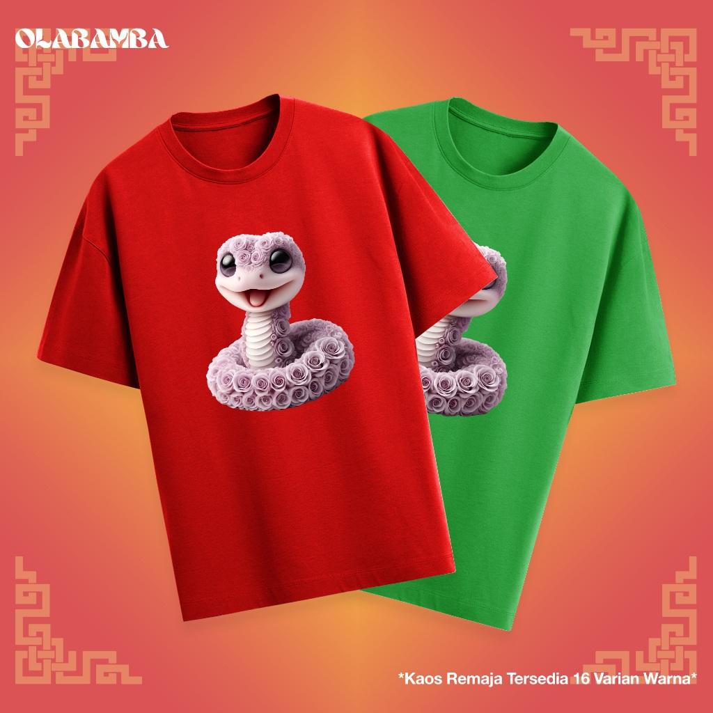 OLABAMBA Baju Kaos Imlek Remaja Dewasa Snake Rose Chinese New Year - Katun 24s - ELLY 26