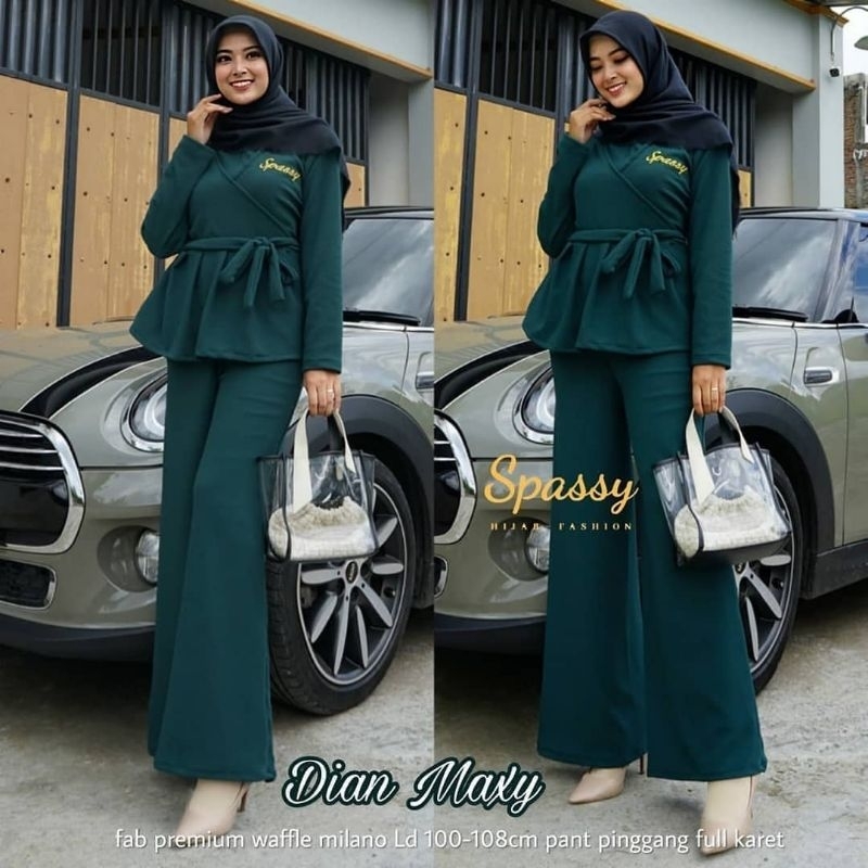Promo sale Dian set bordir SPASSY setelan celana +atasan wanita