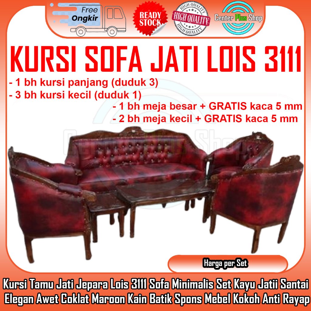[Instant] Kursi Sofa Jati Jepara Set Lois 3111 Elegan Klasik Minimalis Tamu Santai Kayu Jatii Nyaman