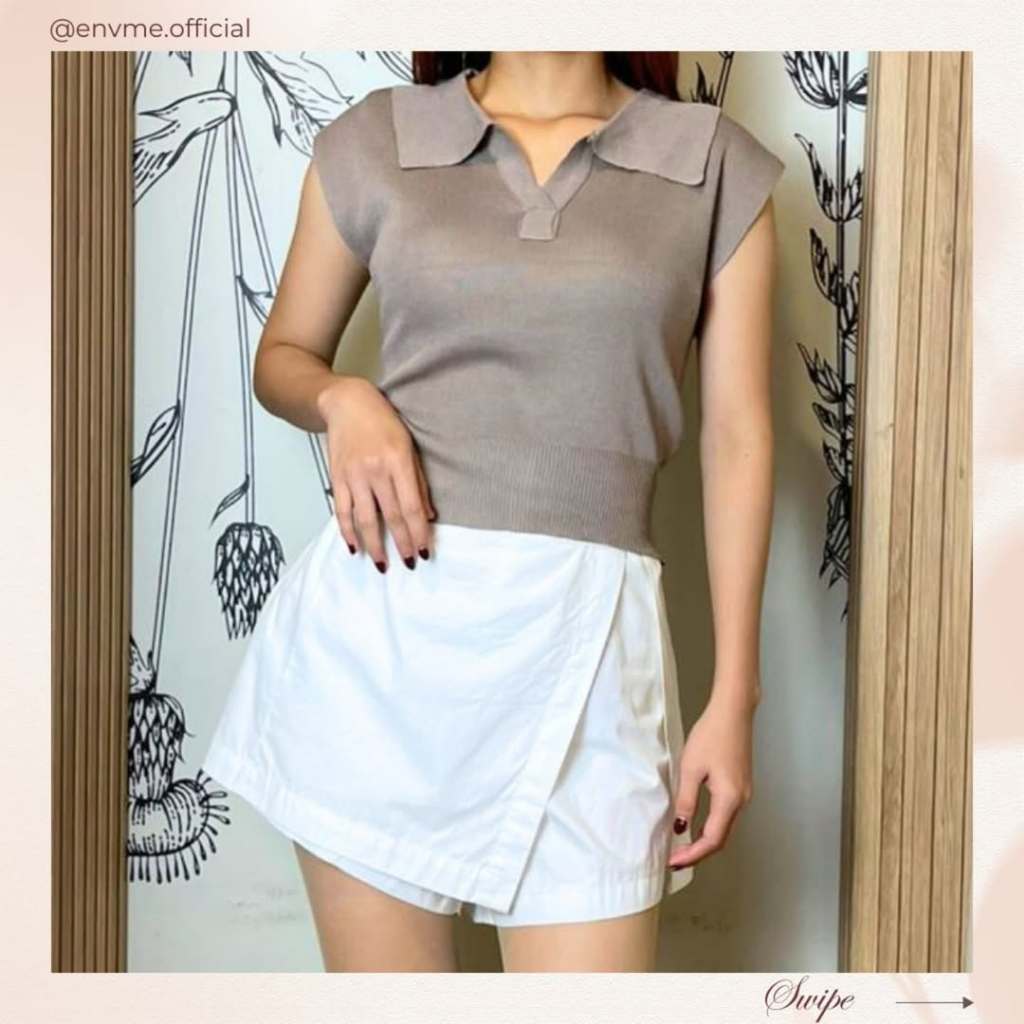 Envme ABBEY V NECK KNIT TOP  /Atasan Blouse Rajut