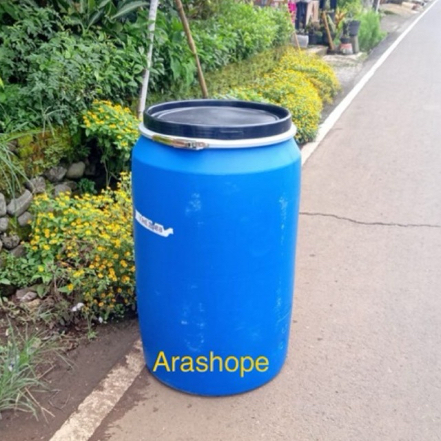 tong plastik 200 liter tutup lebar/drum plastik/toren/kempu/tandon