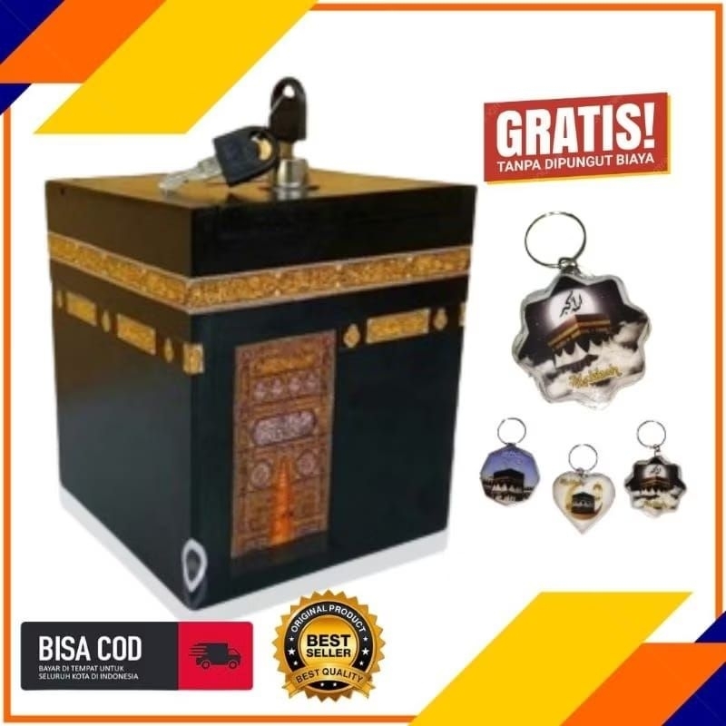 Celengan ka'bah kunci jumbo gratis gantungan kunci  - Celengan miniatur Ka'bah kunci jumbo besar