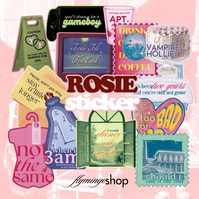 

rosie album song lyrics sticker die cut by ROSÉ BLACKPINK | number one girl | APT. | toxic till the end stiker set rose