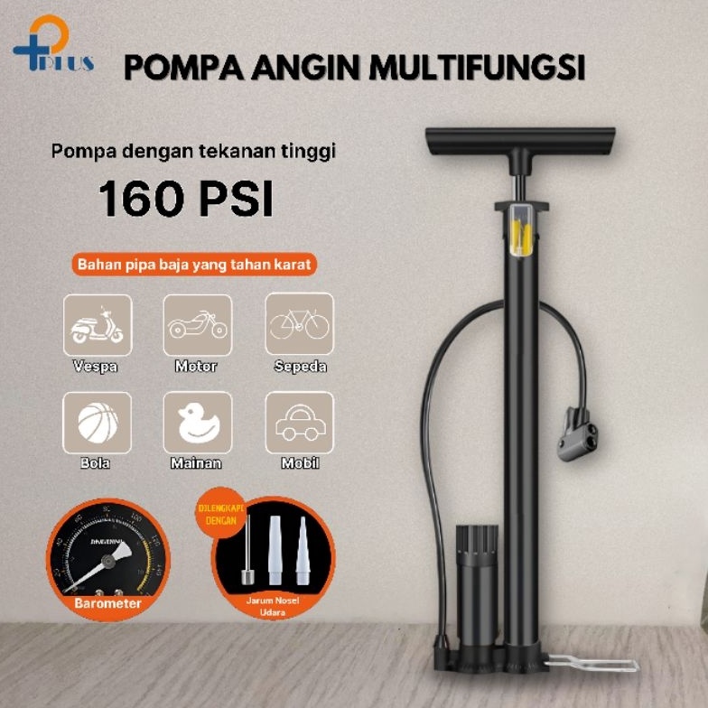 Harga Terbaik  Pplus  Pompa Angin Sepeda Motor Mobil Tabung Meter Black  High Pressure Pompa Angin V